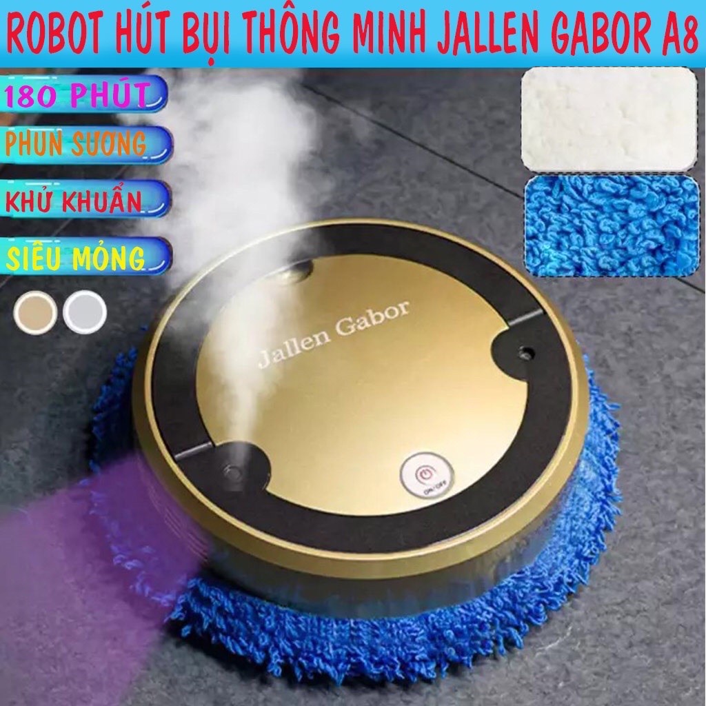 Robot lau nhà thông minh tự động Jallen Gabor A8 phiên bản cao cấp 2022 thêm chức năng phun sương tạo ẩm, khử khuẩn bằng tia cực tím