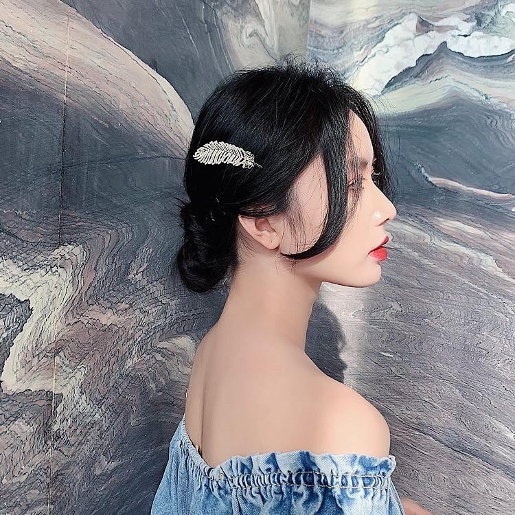 Kẹp chiếc lá đính đá sang trọng Phong cách Hàn Quốc Tatitava