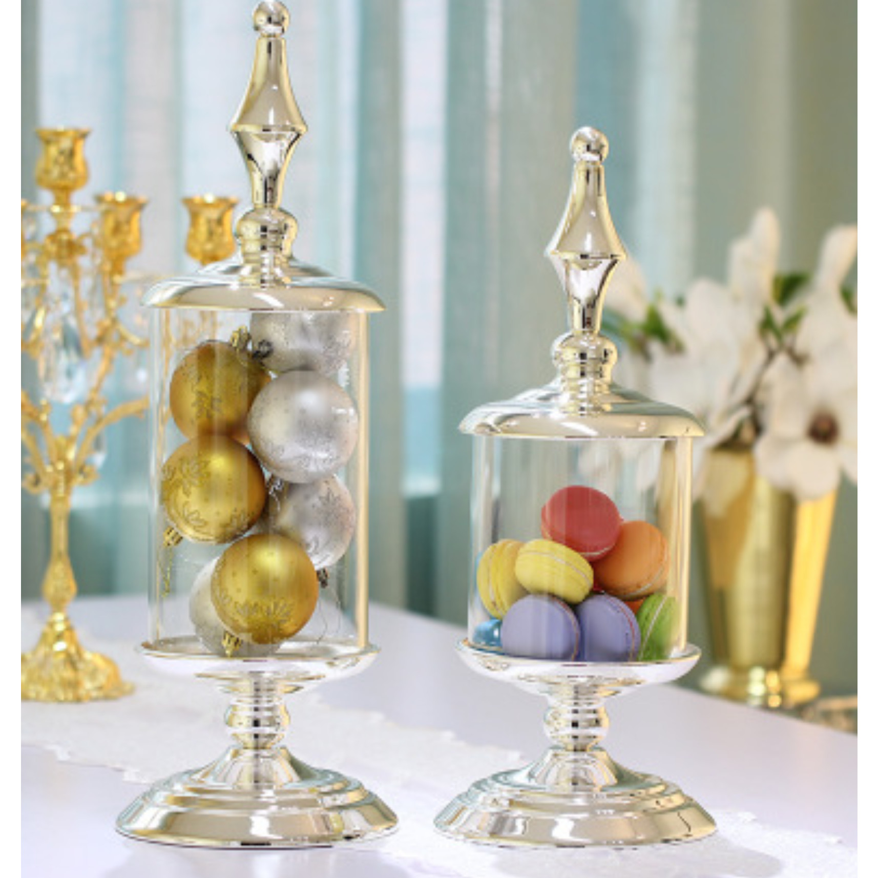 CANDY Bình trang trí đế cao nắp bạc 6246L