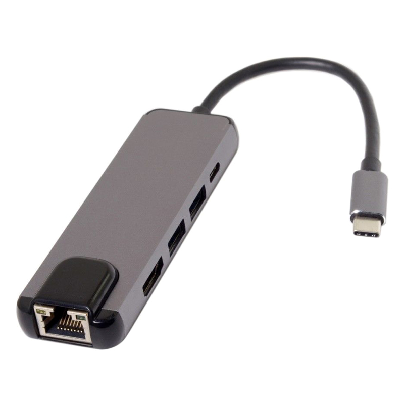 Cáp Chuyển Đổi USB Type C 5 in 1 To HDMI, RJ45, 2 x USB 3.0, USB Type C (UC-058) – Hàng Nhập Khẩu