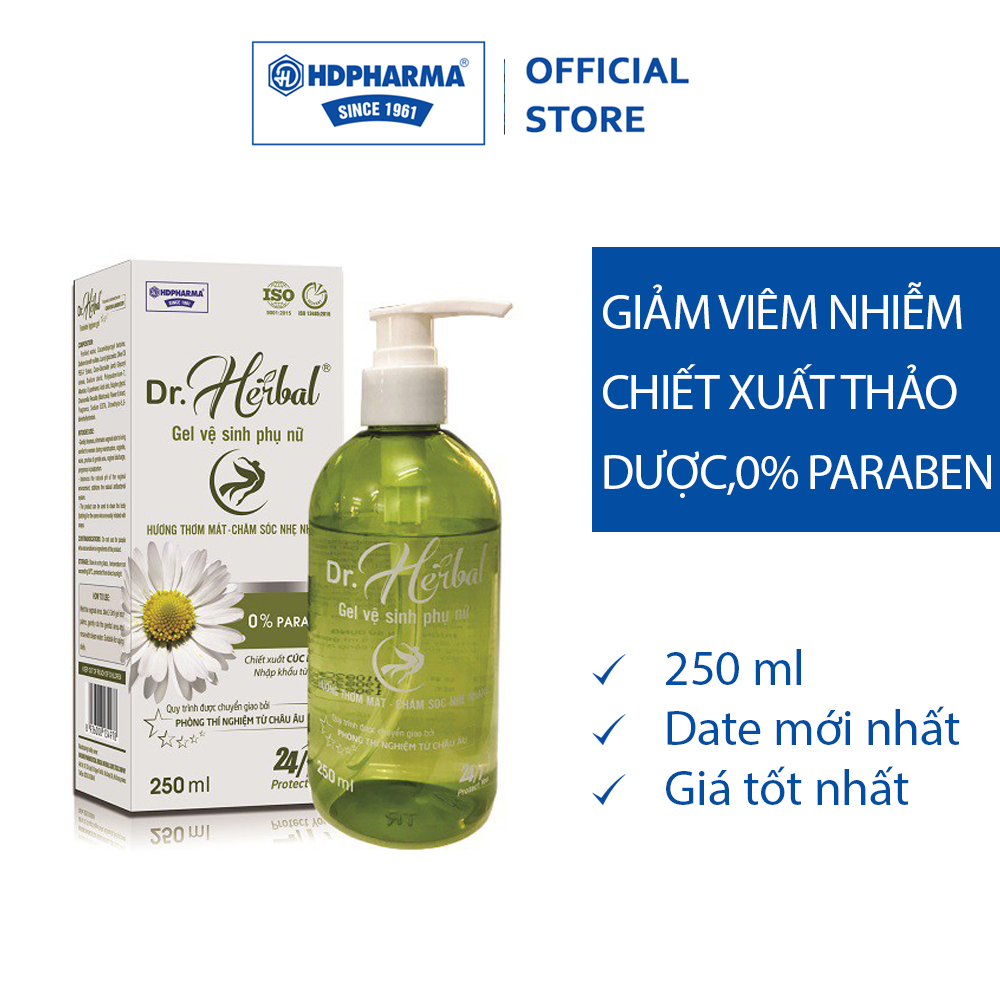 Gel Vệ Sinh Phụ Nữ Dr.Herbal - HDPHARMA - 0% Paraben, Chiết Xuất Từ Cúc La Mã Nhập Khẩu (250 ml)