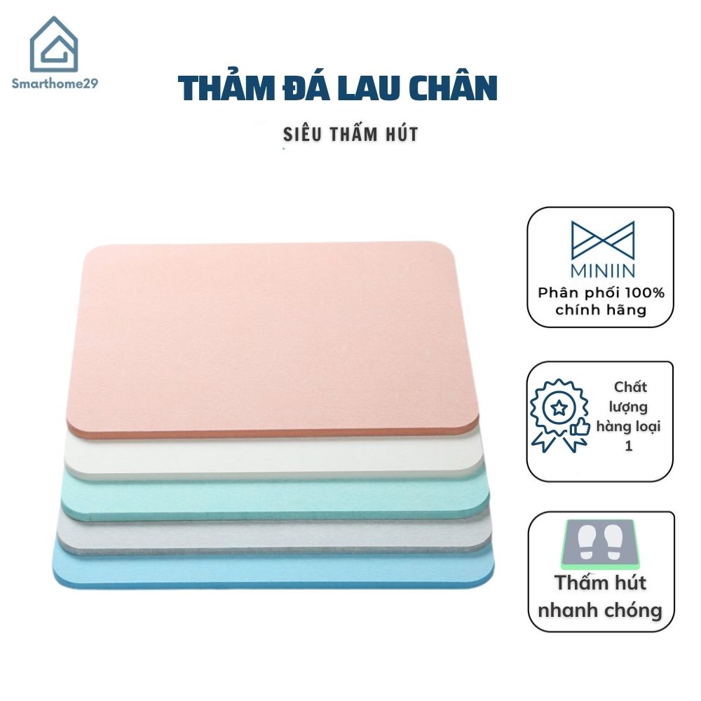 Thảm Đá Lau Chân Nhật Bản Siêu Thấm Hút KÍCH THƯỚC 60X40cm Siêu Thấm Nước, Chống Nấm Mốc Trơn Trượt Cho Phòng Tắm - Hàng Chính Hãng MINIIN