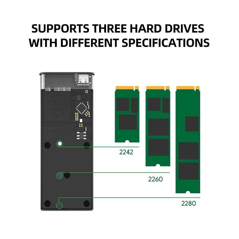 Llano Hộp đựng ổ cứng cổng USB type-C 10Gbps PCIe M2 SATA NVME NGFF 5Gbps cho SSD M.2 2230/2242/2260/2280