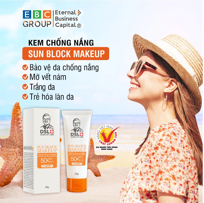 [DSL] Kem chống nắng chiết xuất thiên nhiên, mờ nám, trắng da, trẻ hóa làn da SUN BLOCK MAKEUP - 30g