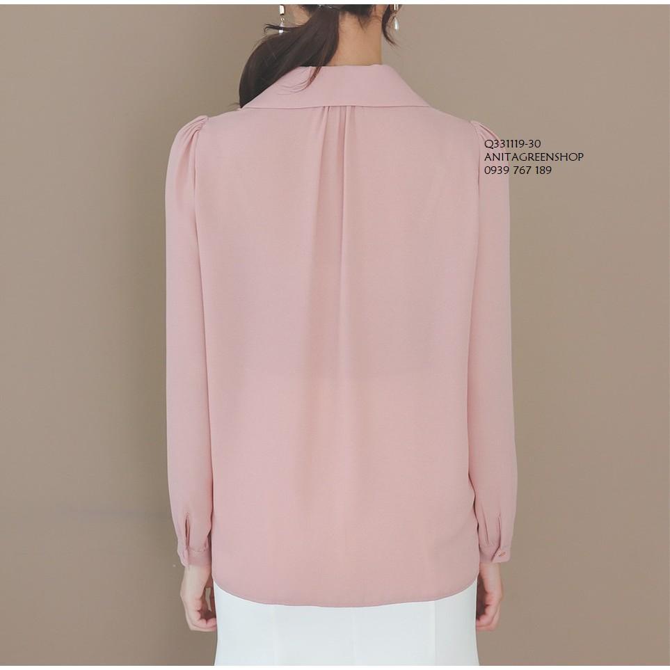 Q331119 ÁO SƠ MI CỔ SEN THIẾT KẾ