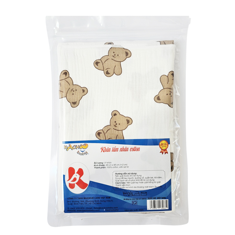 Khăn tắm nhăn bằng vải xô dày 2 lớp siêu mềm kích thước 85 x 95cm, an toàn cho làn da nhạy cảm nhất của trẻ sơ sinh