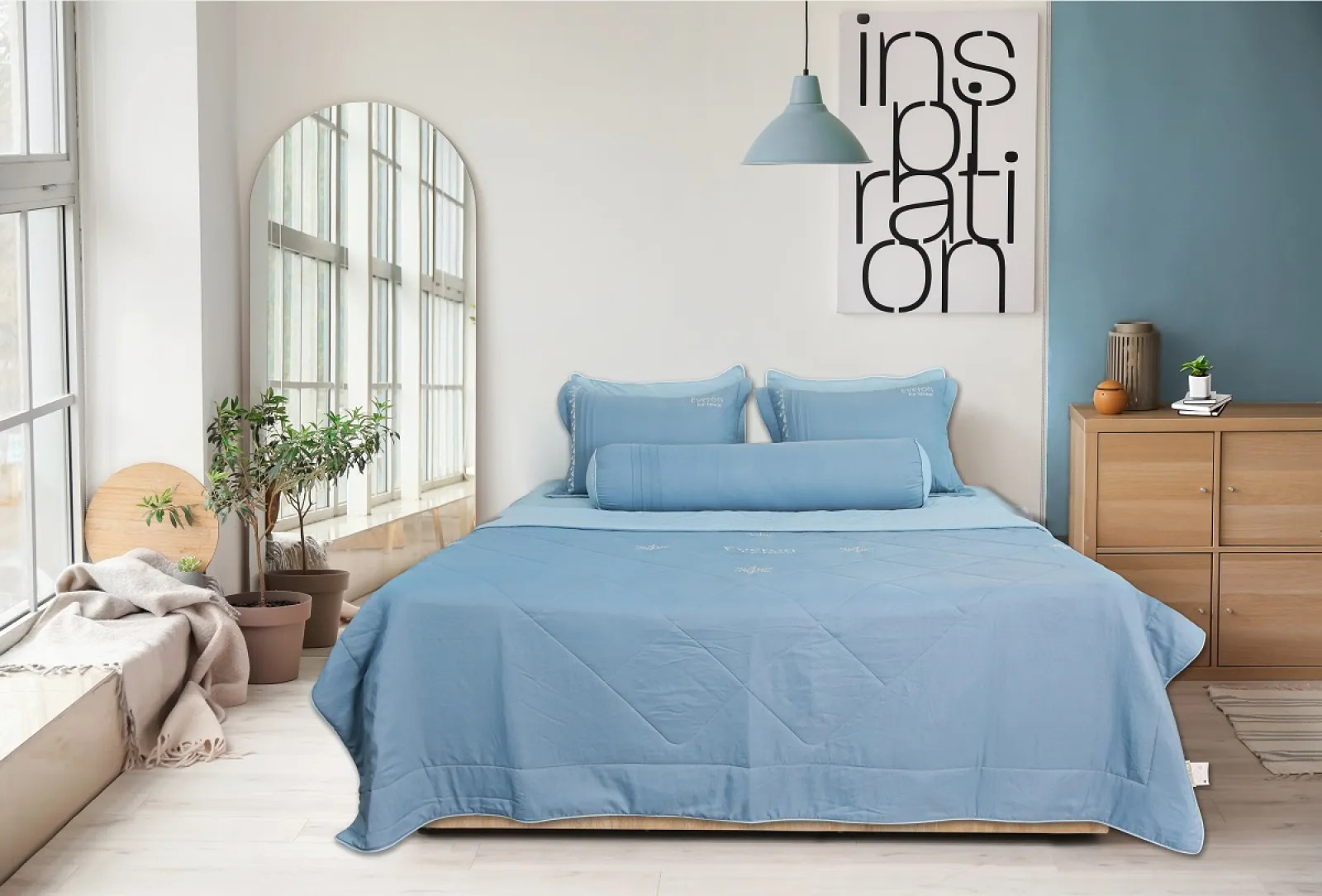Bộ Drap Ice Tencel Everon ENTS403 + tặng 1 bình giữ nhiệt Everon