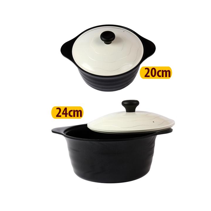 Combo nồi đúc chống dính ceramic đen trắng cao cấp dùng cho tất cả các bếp (20, 24cm)