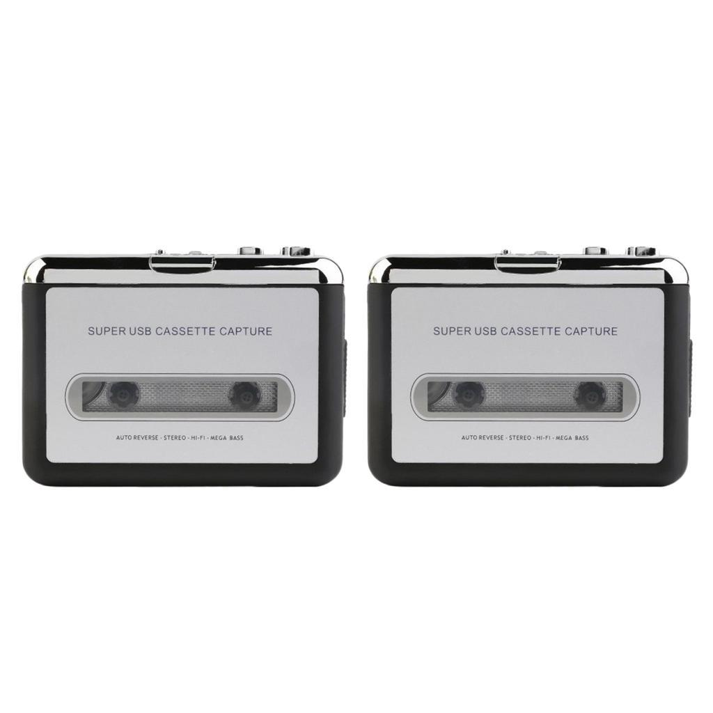 2 Pieces Cassette Player Plug & Play w/ Headphone Cable Tape Recorder for PC