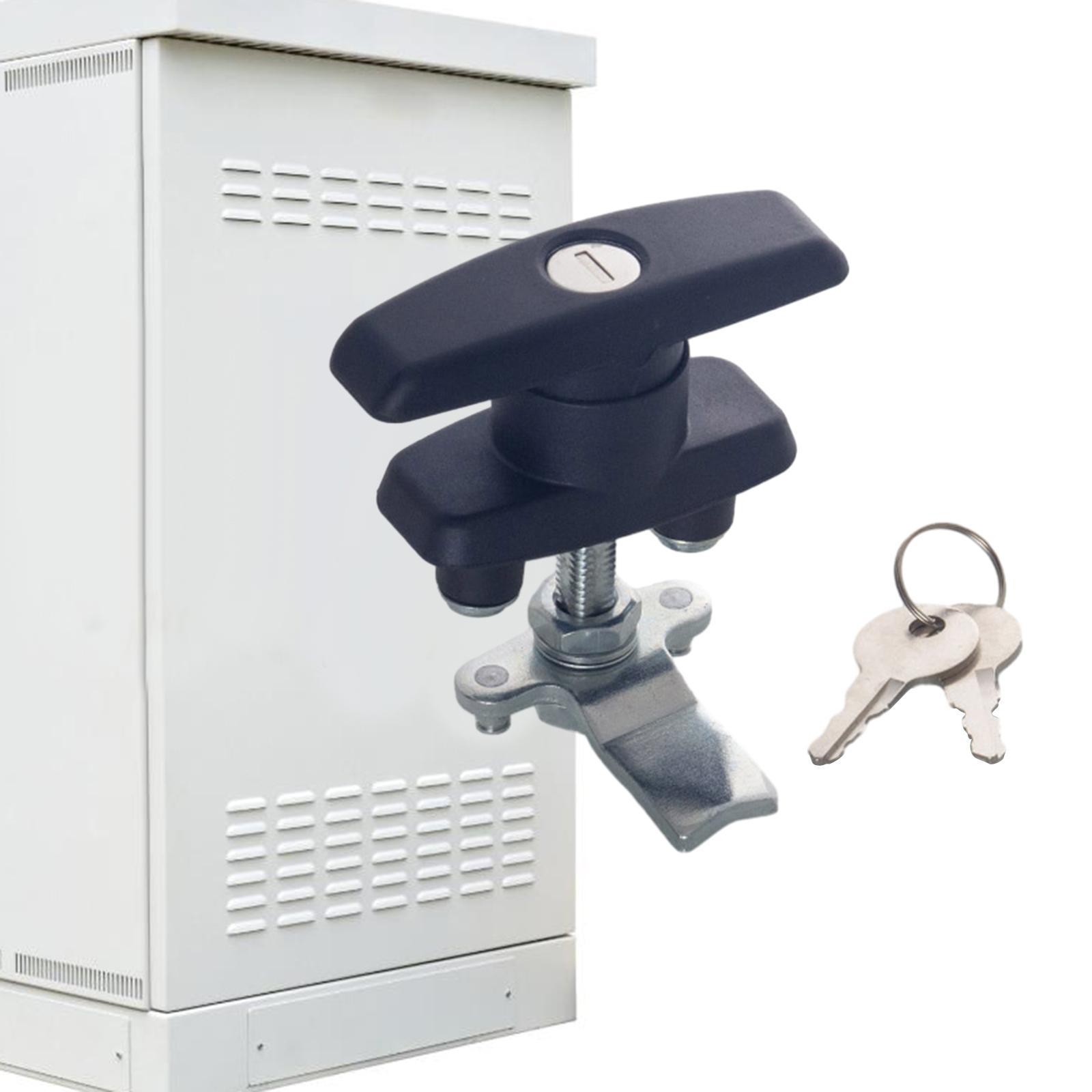 T Handle Door Lock Latch, Shed Door Lock with Keys, Heavy Duty Locking Latch for Trailer, Tool Case, Distribution Box