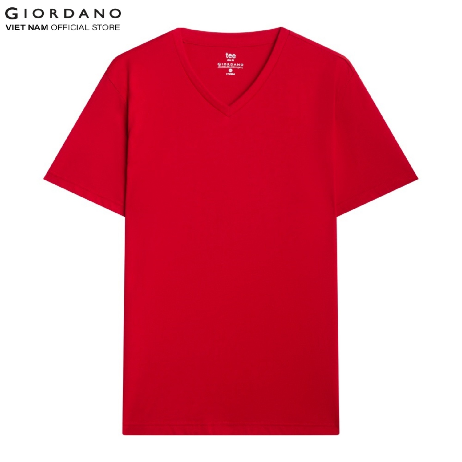 Áo Thun Nam Ngắn Tay Trơn Cổ Tim Cotton V-Neck Slim Tee Giordano 01021251