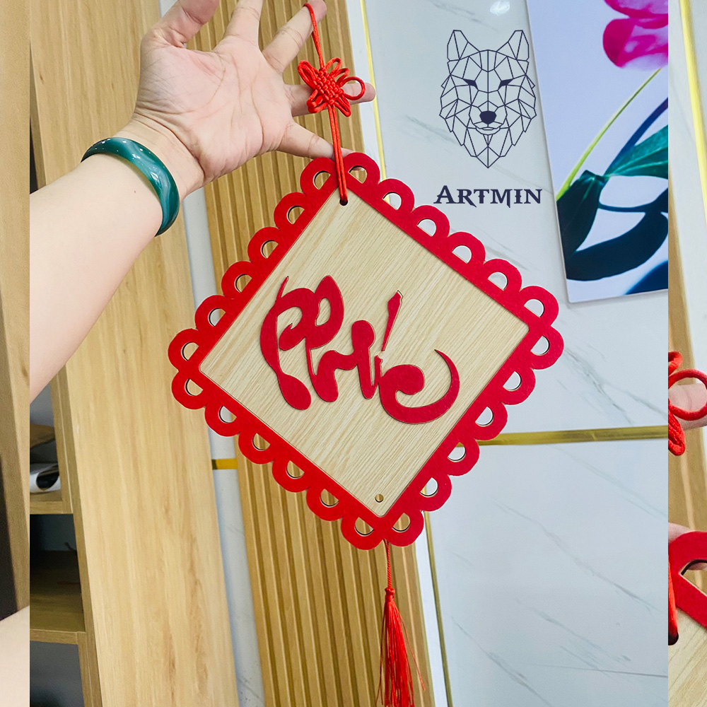 Chữ Tết Thư Pháp Viền Đỏ - Trang Trí Tết - Trang Trí Nhà Cửa May Mắn
