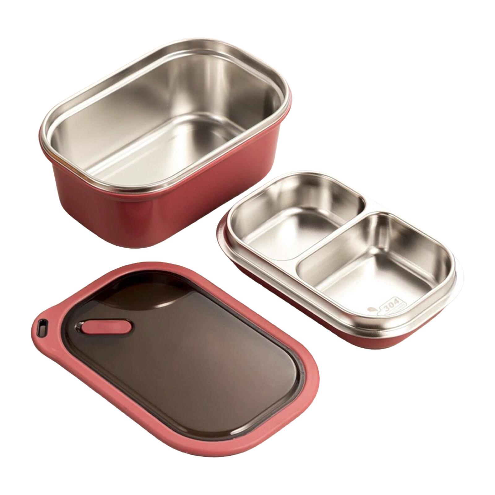 2PCS 2-Tier Stainless Steel Bento Lunch Box for Picnic Camping Travel 1200ML