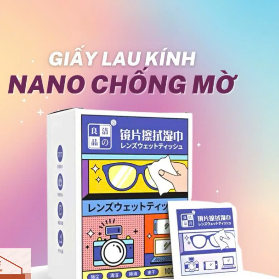 Khăn Lau Kính Nano Hộp 100 Miếng Giấy Lau Kính Chống Bám Hơi Nước, Lau Sạch Vân Tay Bụi Bẩn - Chính hãng