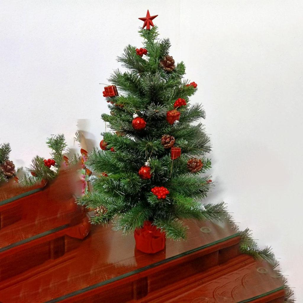 Cây thông noel 3 loại lá sẵn phụ kiện cây trang trí giáng sinh - Cây thông+Led vàng