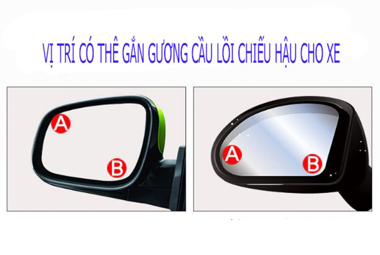 Bộ 2 Gương cầu lồi kính hậu xoay 360 tăng góc quan sát cho lái xe, sử dụng phù hợp cho tất cả các dòng ô tô, xe hơi