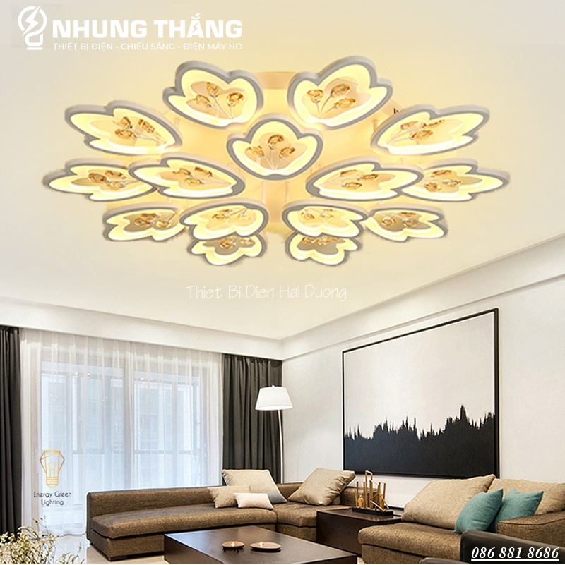 Đèn LED Ốp Trần Hình Hoa 15 Cánh NT024 - 3 Chế Độ Ánh Sáng - Tăng Giảm Ánh Sáng - Điều Khiển Từ Xa - Kết Nối Điện Thoại - Có Video