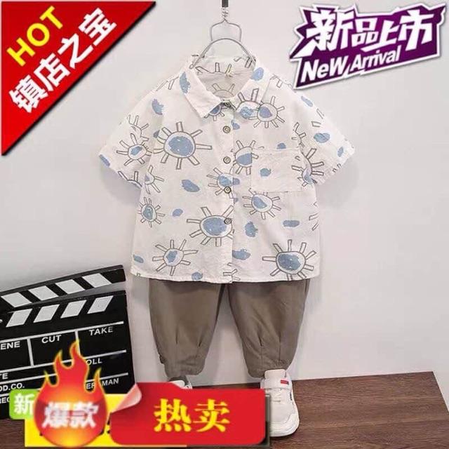 Sét áo sơ mi quần ống cho bé