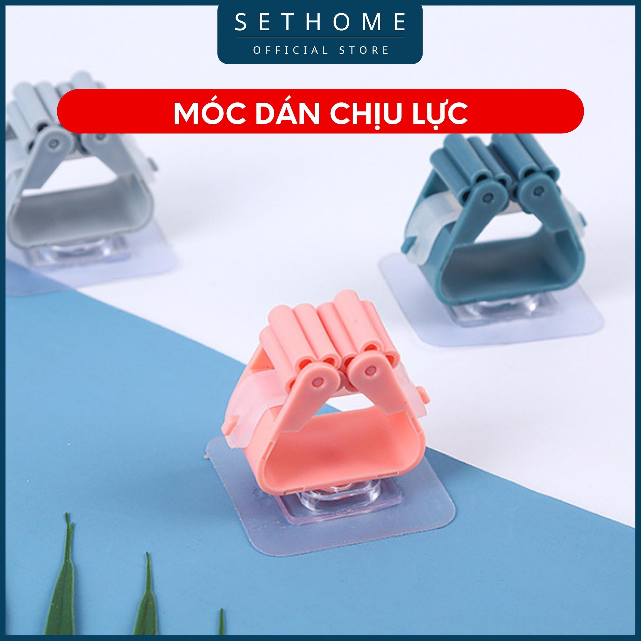 Móc dán treo chổi kẹp cây lau nhà SETHOME chất liệu nhựa treo siêu dính tiện lợi