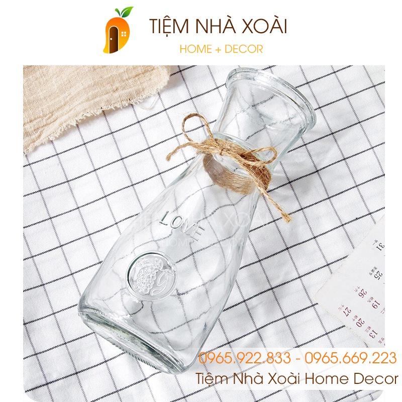Bình Hoa Decor Thuỷ Tinh thắt eo cuốn dây thừng dây gai trang trí để bàn Vingate