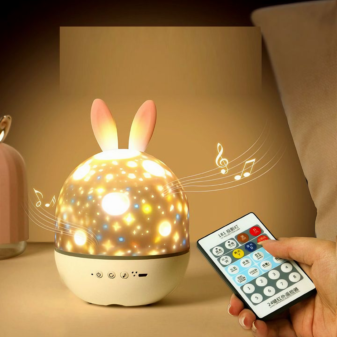 Đèn ngủ chiếu sao KG157 3D tai thỏ tự xoay 5 chế độ sáng cực đẹp, đèn led chiếu nghệ thuật trang trí phòng ngủ - Hàng chính hãng