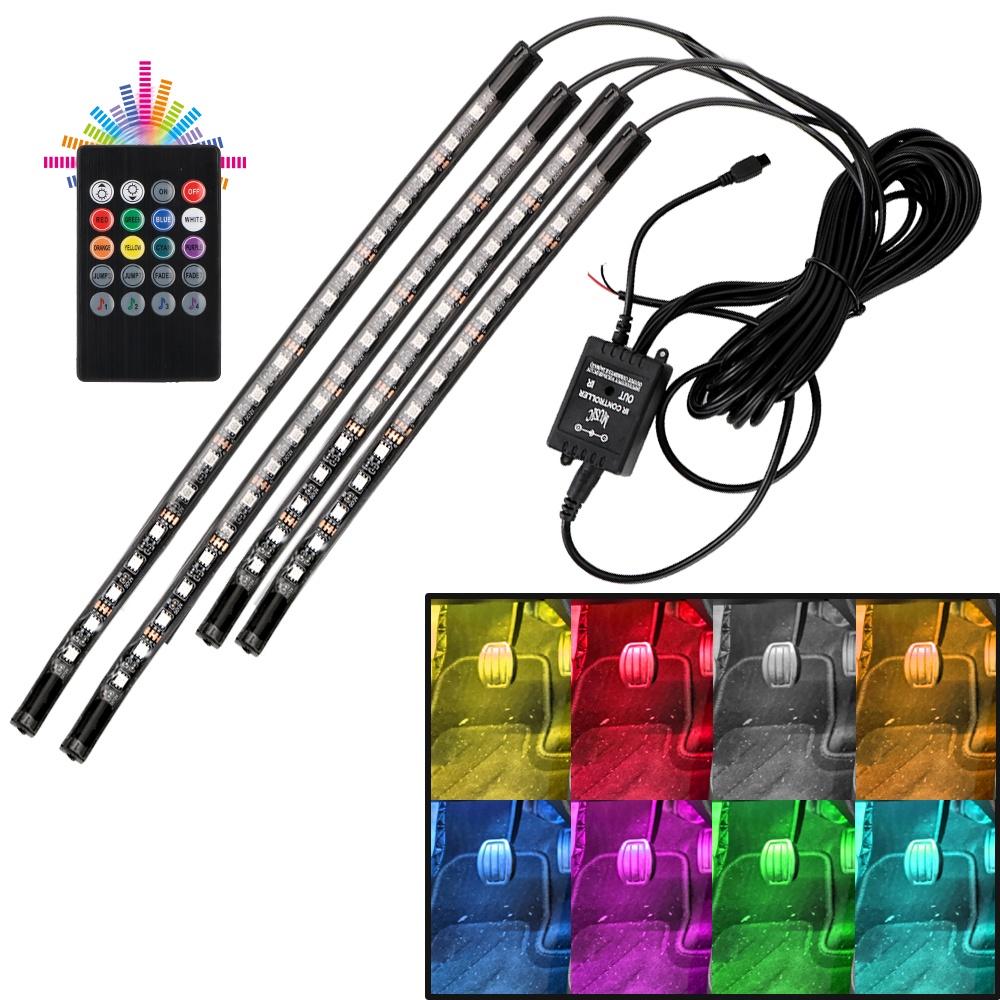 Ambient Lamp Music Voice control App LED Strip Atmosphere Lamp Car Interior Foot Light RGB Remote Control