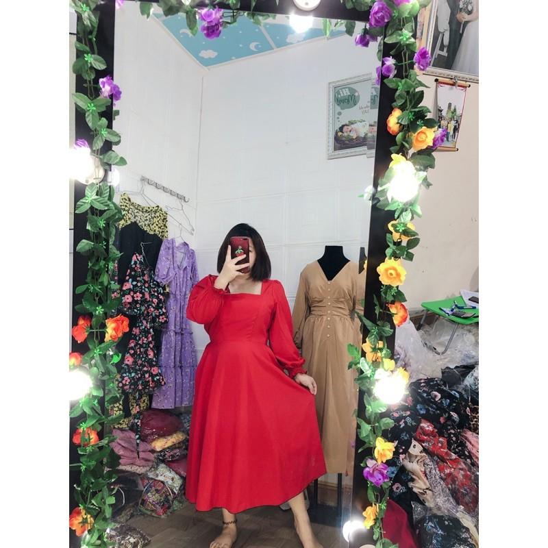 Đầm Bigsize cổ vuông tay dài