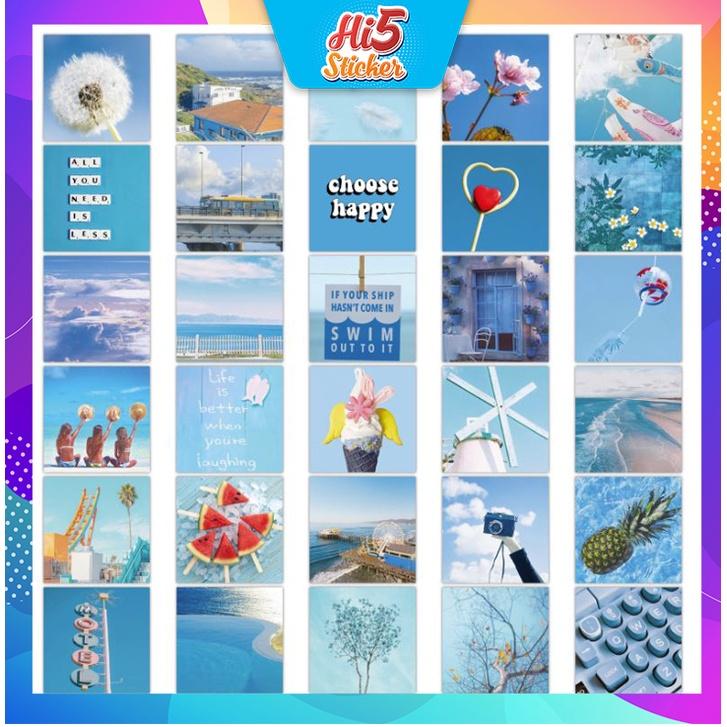 Sticker Hình Dán Trang Trí Phong Cảnh Ngộ Nghĩnh Tone Màu Xanh ms#215