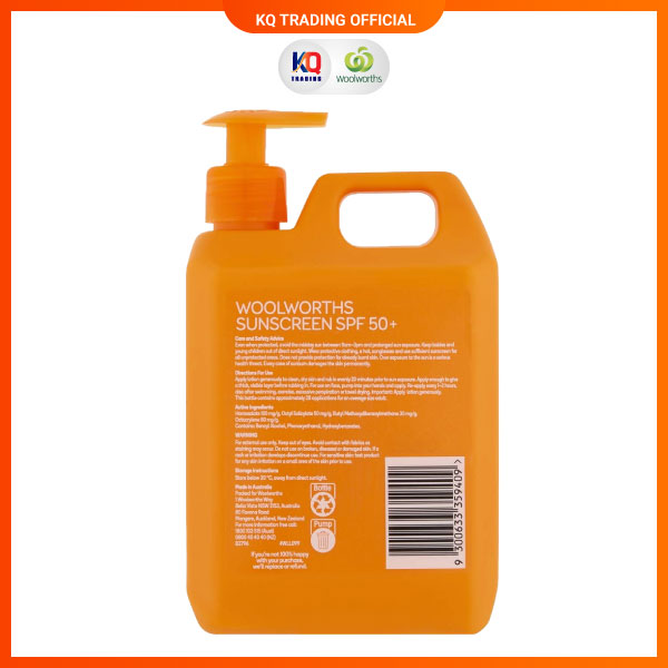 Kem chống nắng phổ rộng Woolworths Sunsreen Every day lotion SPF 50+ 1l nhập khẩu Australia