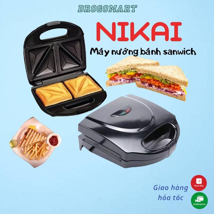 Máy kẹp bánh mì sáng, Máy ép bánh Sandwich Nikai - kẹp nướng bánh bảo hành 6 tháng