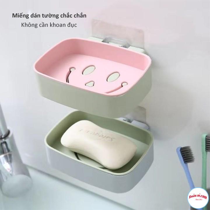 Khay Để Bánh Xà Phòng Dán Tường 2 Lớp Đáy Kín Hình Mặt Cười 00239