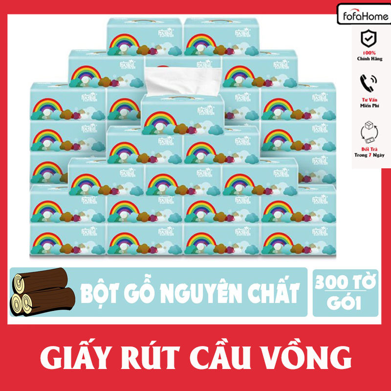 Thùng Giấy Ăn Rút Cầu Vồng 30 Gói Siêu Dai Mềm Mại