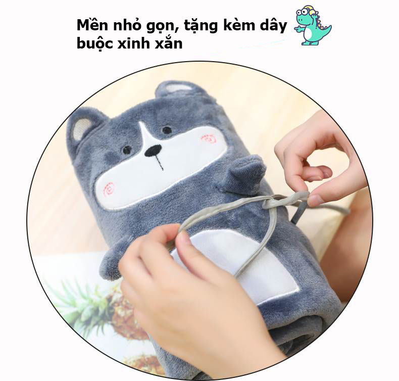 Bộ 3 món gối tựa lưng + gối bụng mèo + mền ngủ văn phòng cao cấp A - giao ngẫu nhiên