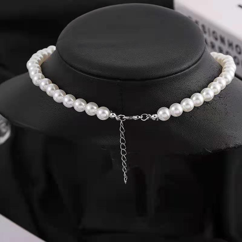 Dây chuyền vòng cổ ngọc trai bất đối xứng cá tính đồng xu cổ