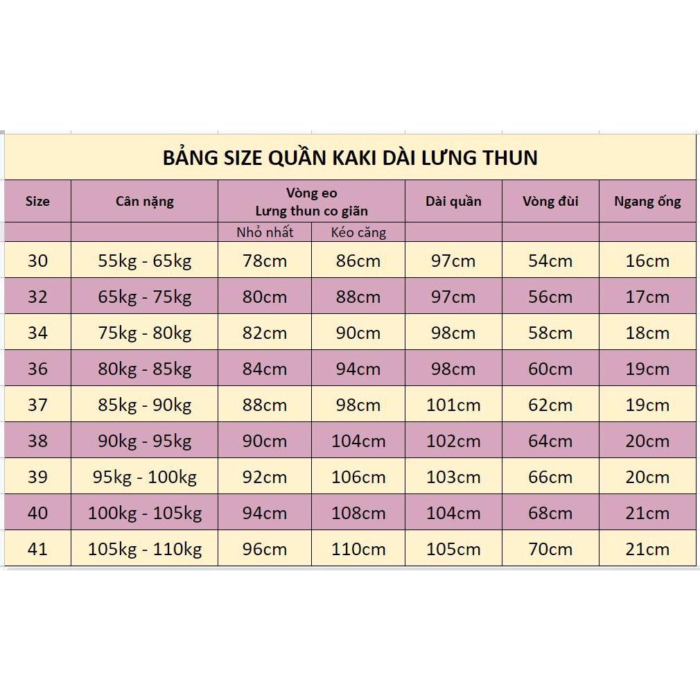 Quần kaki nam BIG SIZE đến 110kg, quần nam SIZE ĐẠI chất kaki co giãn, quần lưng thun NH SHOP