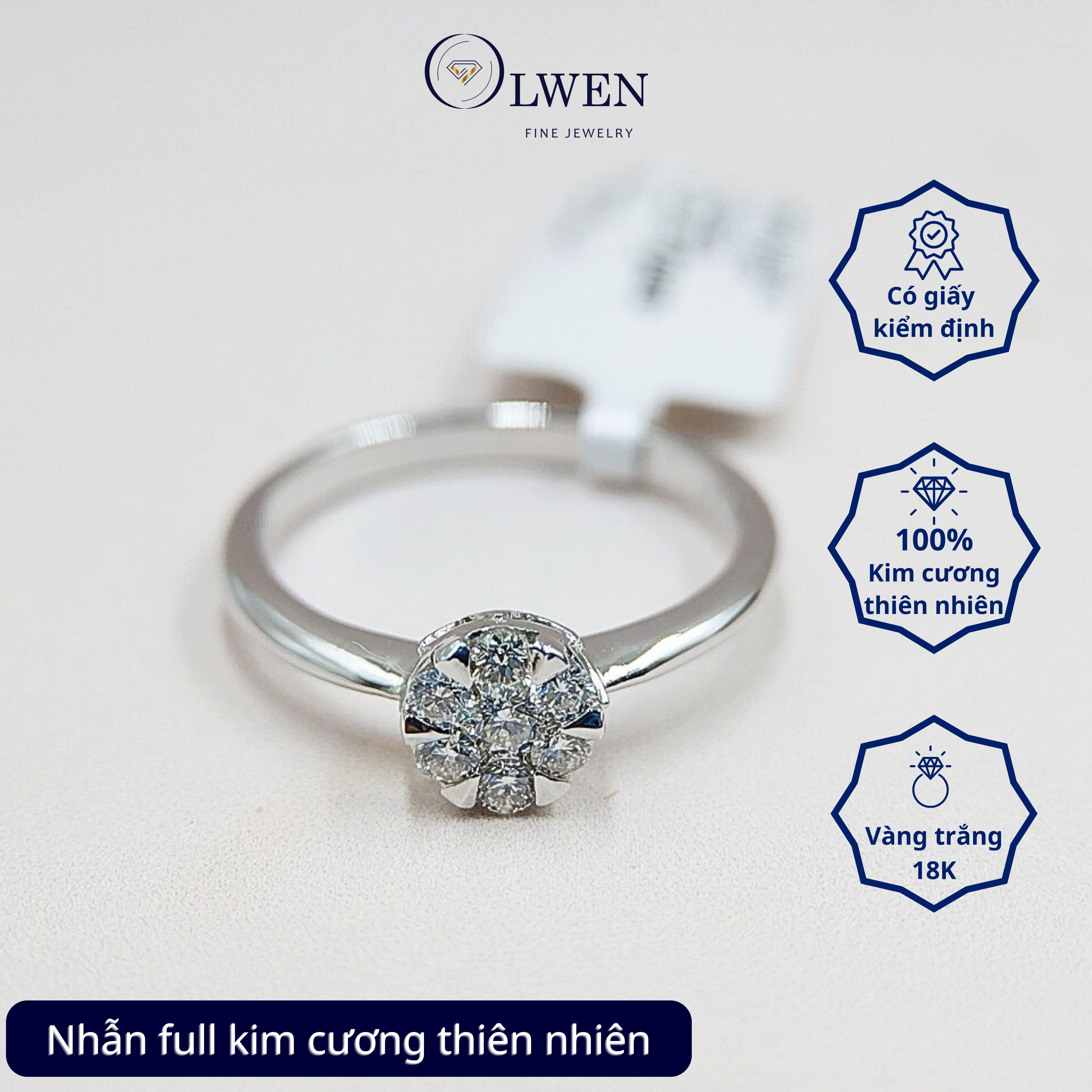 Hình ảnh Nhẫn Kim Cương HK 18K HK Olwen HA-R000043