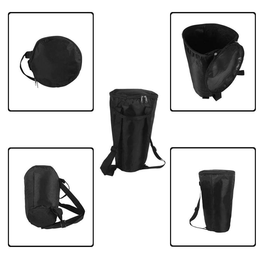 8inch DJEMBE Trống Châu Phi Vai Mang Theo Lưu Trữ Buổi Biểu Diễn Túi Ba Lô Đen