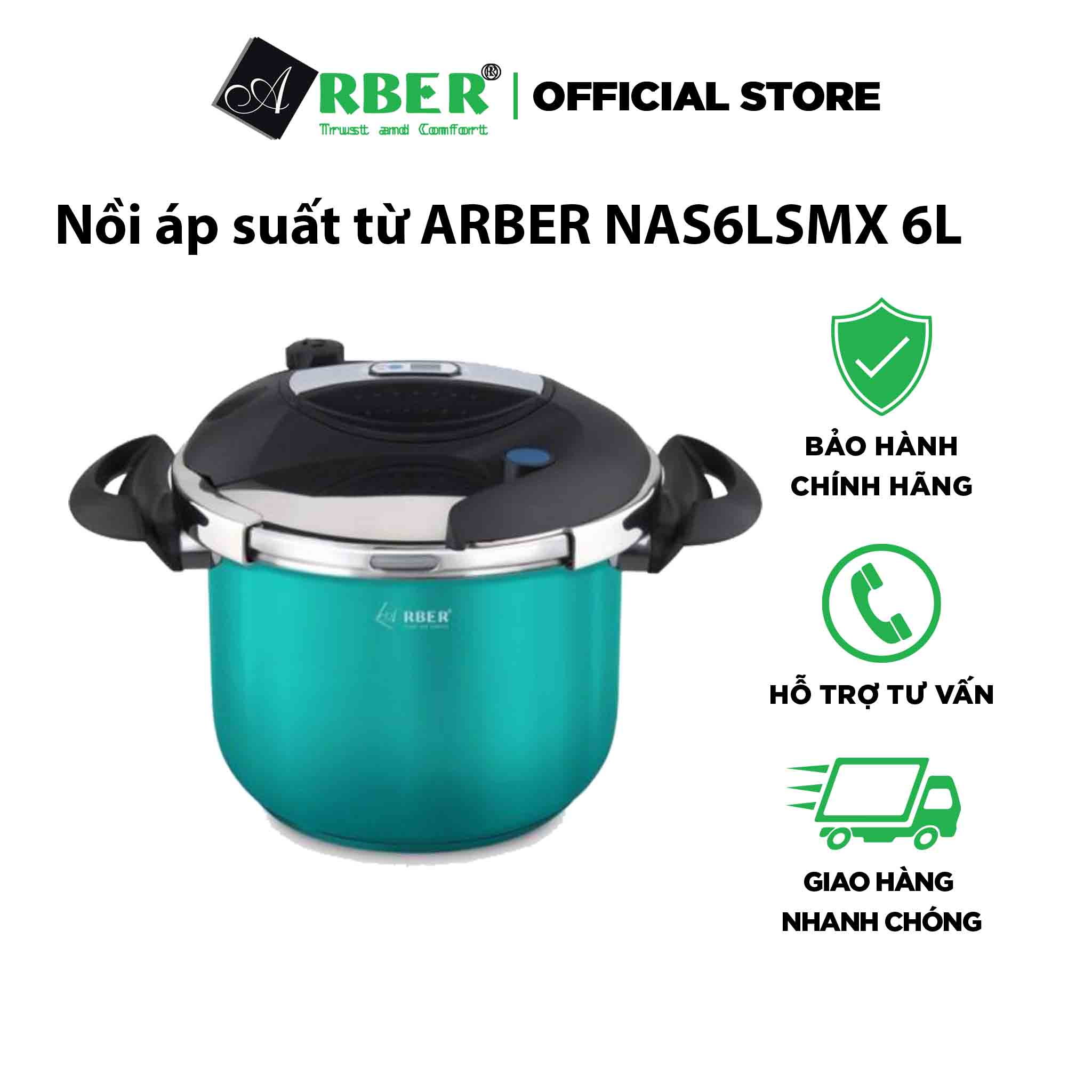 Nồi áp suất từ ARBER NAS6LSMX 6L hàng nhập khẩu chính hãng.