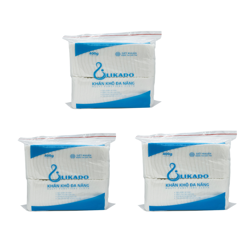 3 Bịch Khăn vải khô đa năng LIKADO 400g
