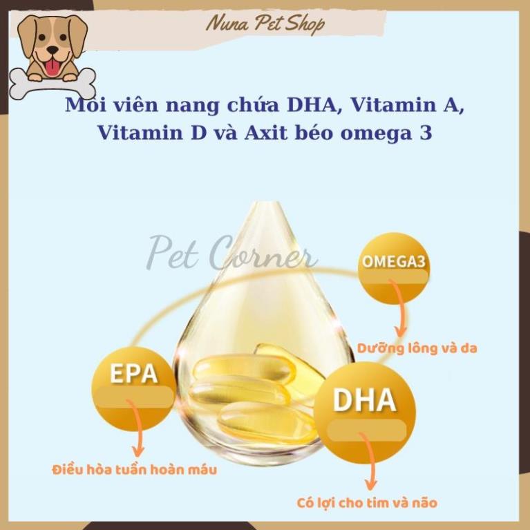 Viên dầu cá cho chó mèo Pet Fish Oil, bổ sung Omega 3, tăng sức đề kháng và dưỡng lông