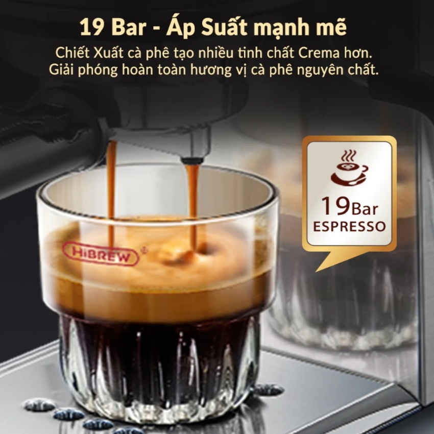 Máy pha cà phê espresso bán tự động thương hiệu HiBREW cao cấp H11 , áp suất 19bar , công suất 1450W - Hàng Chính Hãng