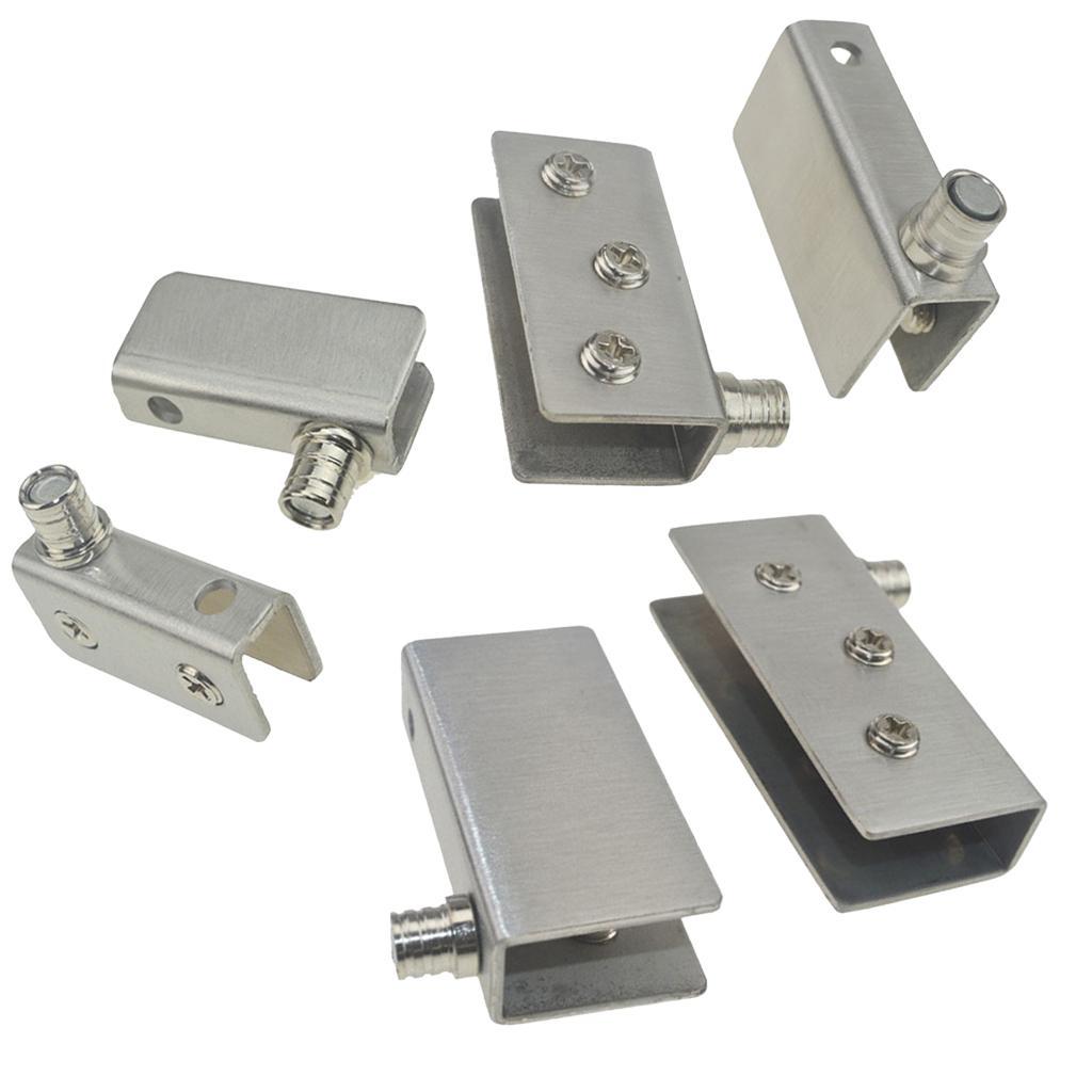 2-20pack 2PCS Stainless Steel Door Glass Pivot Clamps Cabinet Door Hinge S