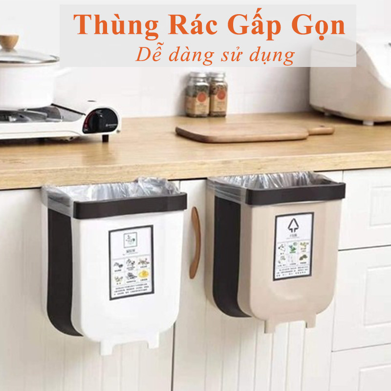 Thùng Rác Kẹp Tủ Nhà Bếp, Gấp Gọn Thông Minh - Trắng - Nhỏ