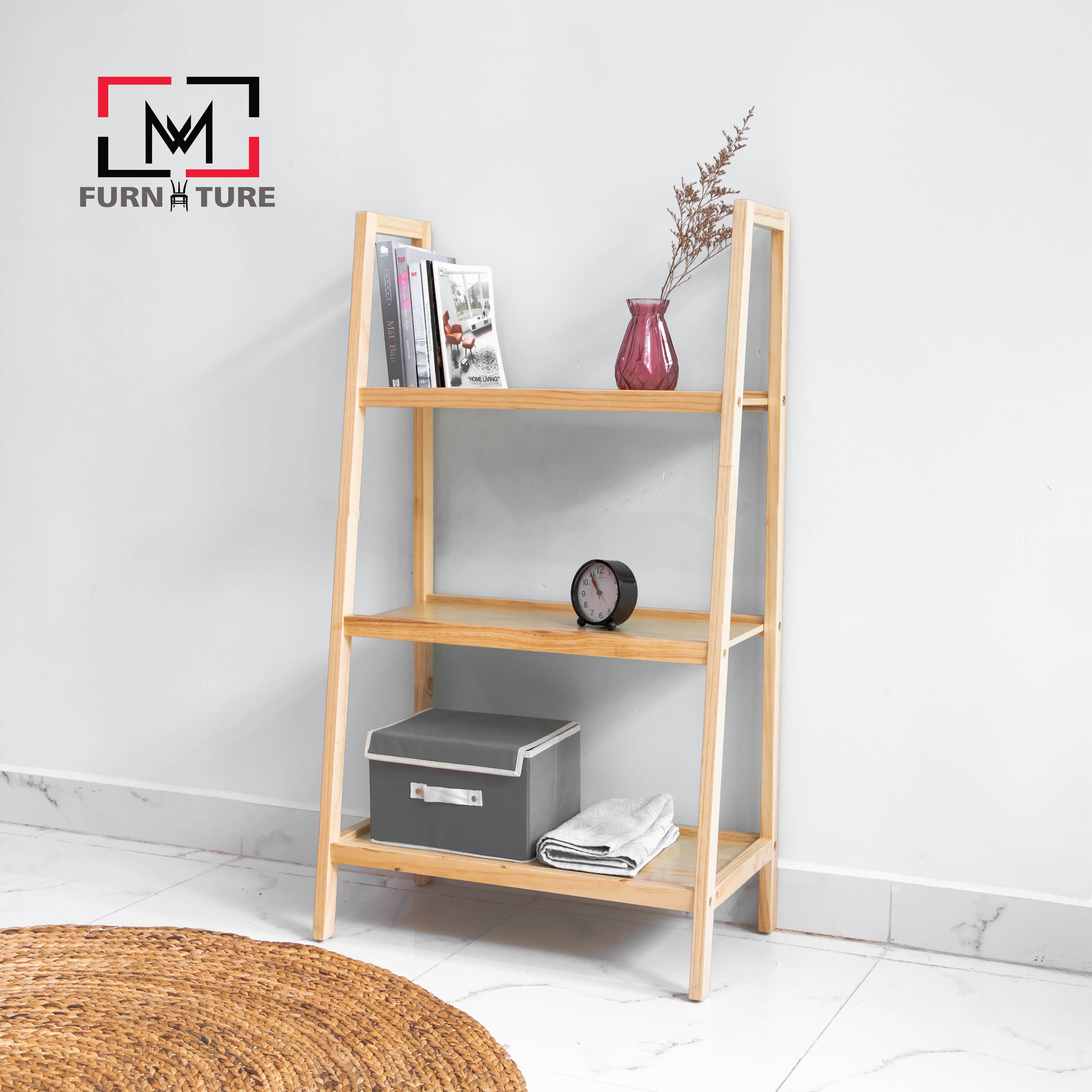 KỆ SÁCH 3 TẦNG MÀU GỖ TỰ NHIÊN SIZE L - A BOOK SHELF 3F NATURAL SIZE L