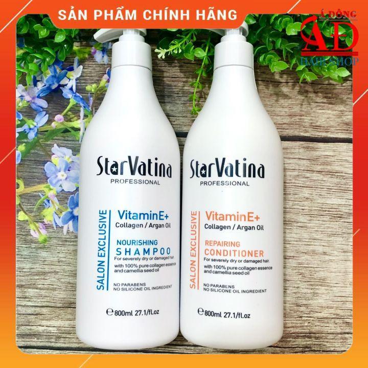 [+Tặng mũ trùm][StarVatina] Bộ dầu gội xả dưỡng sinh phục hồi tóc hư tổn Star Vatina Spain chính hãƞg + Gội xả gói Karseell 15ml