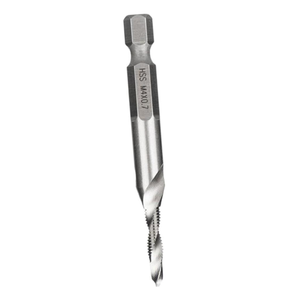 HSS 6542 Combination Drill Tap Bit Set Fractional inch 1/8'', 5/32", 3/16", 1/4", 5/16", 3/8" with 1/4” Hex Shank Spiral Flute Tapping Tool