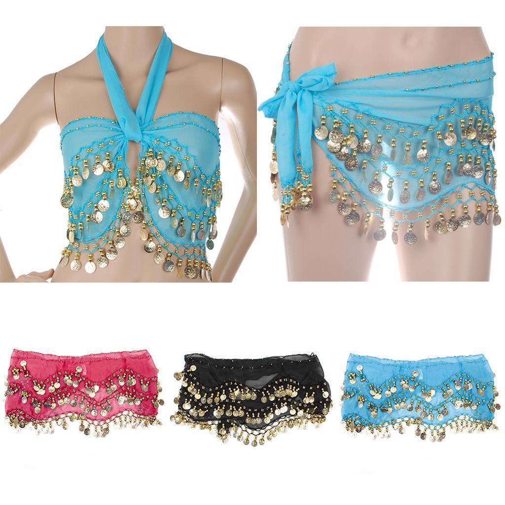 Women Dancer Dress Belly Dance Hip Scarf Belt Skirt Wrap Pink