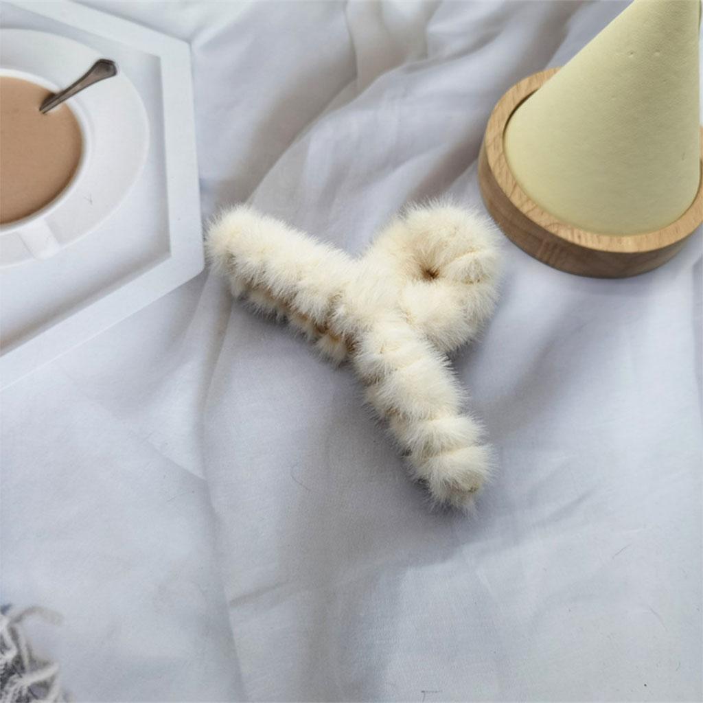 Plush Hair  for Women Hair Claw Large Size Hair Accessories Beige