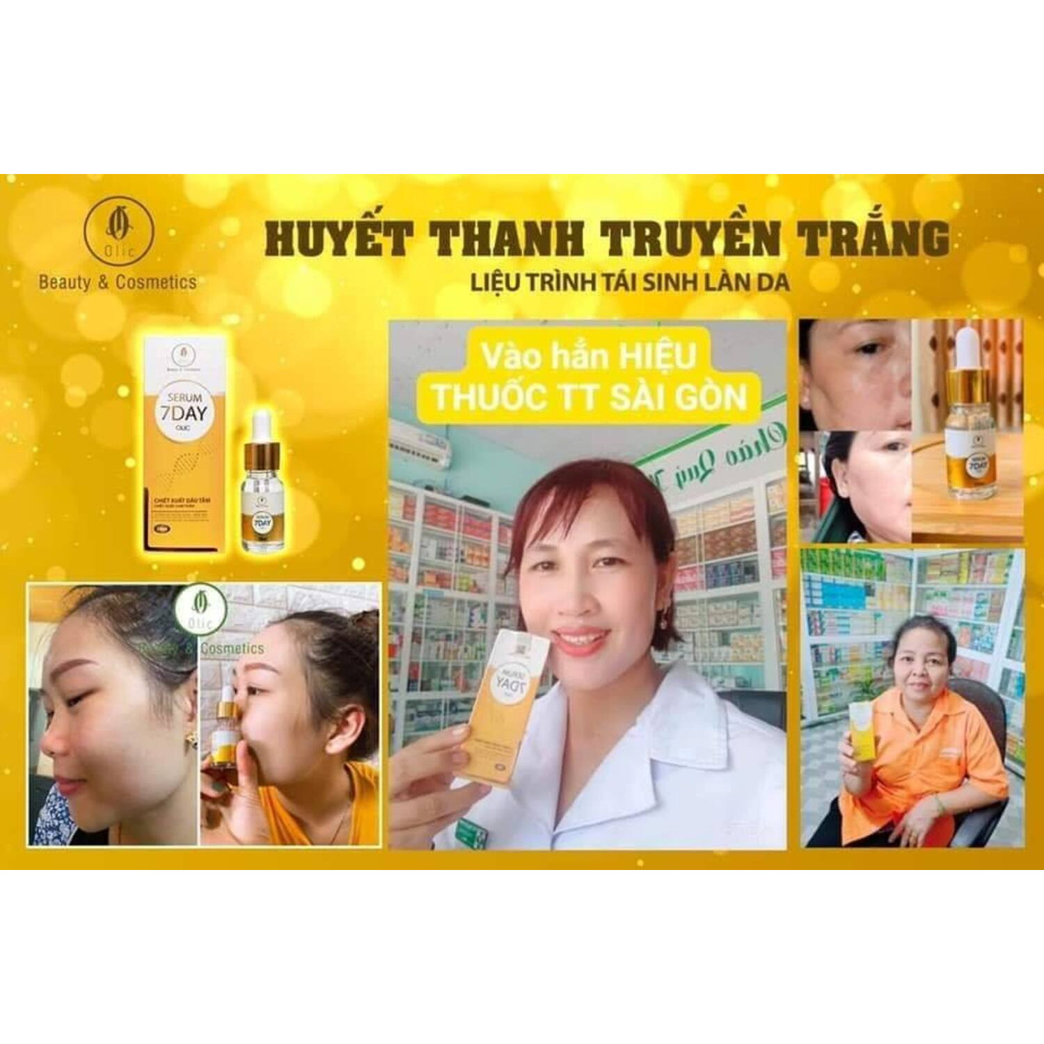 [CAM KẾT CHÍNH HÃNG] Huyết Thanh Trắng Da 7 Day - OLIC (Serum 7 DAY - OLIC) giúp TRẮNG DA, NÂNG CƠ, TRẺ HÓA DA, trẻ ra từ 5~10 tuổi.