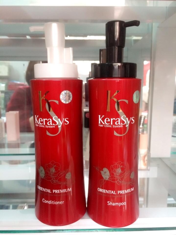 Cặp dầu gội/xả Kerasys Oriental Premium phục hồi tóc Hàn Quốc 600ml tặng kèm móc khoá